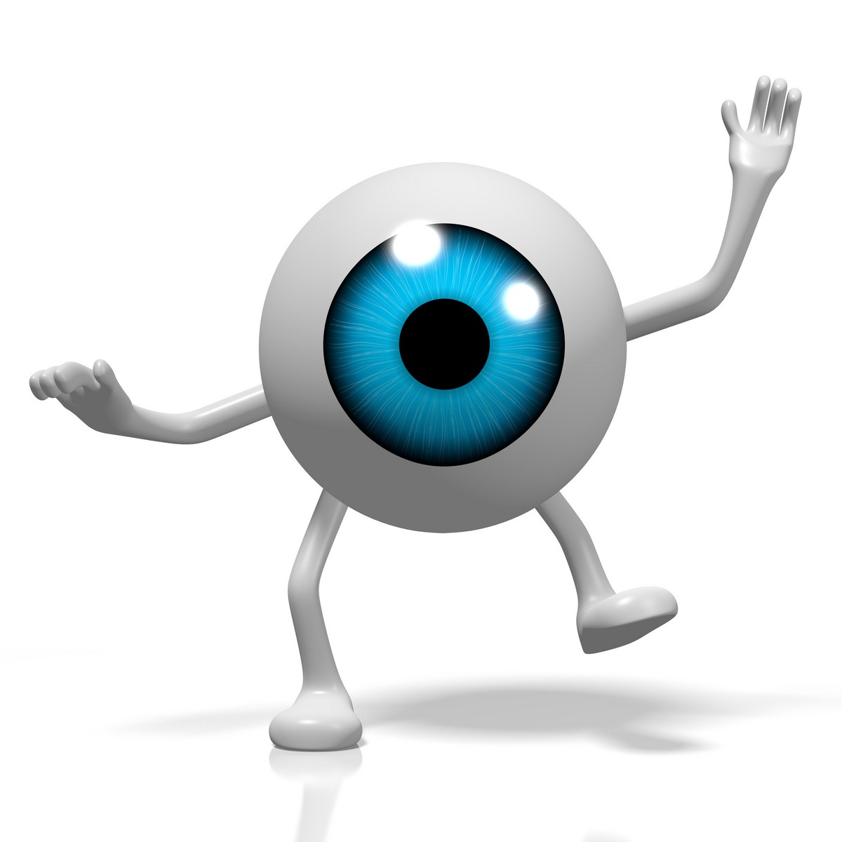 Blue eyeball waving with hands and feet