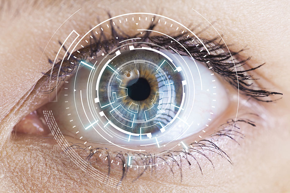 Closeup of eye with digital design
