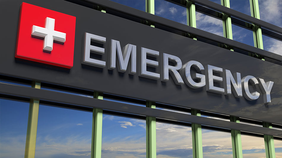 Emergency sign on hospital