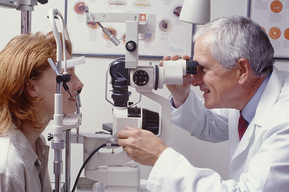 woman having a general eye health exam