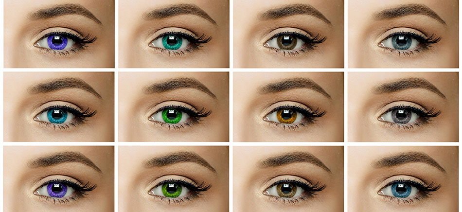 eyes with different color contact lenses